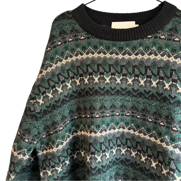 Closed Wool Crewneck Fair Isle Sweater Fern Green XL - Picture 9 of 12